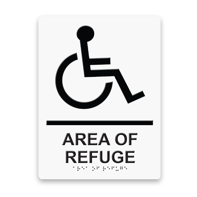 Product: Area of Refuge Raised Lettering & Braille Sign (7043)
